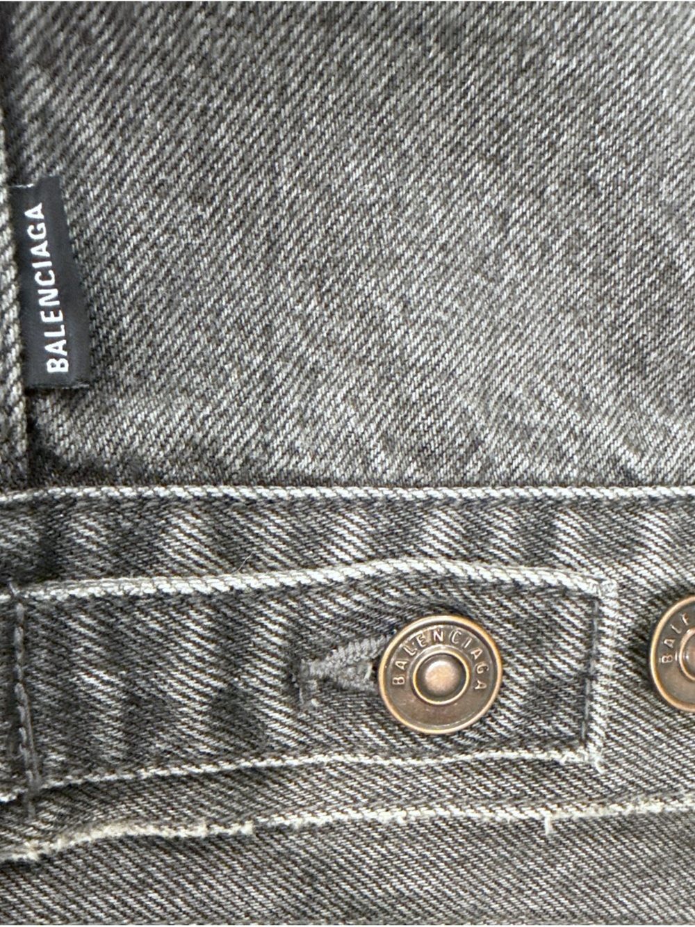 Authentic Gray Black Balenciaga Logo boxy Denim Jacket Men IT44 Designer Jacket - Picture 8 of 12
